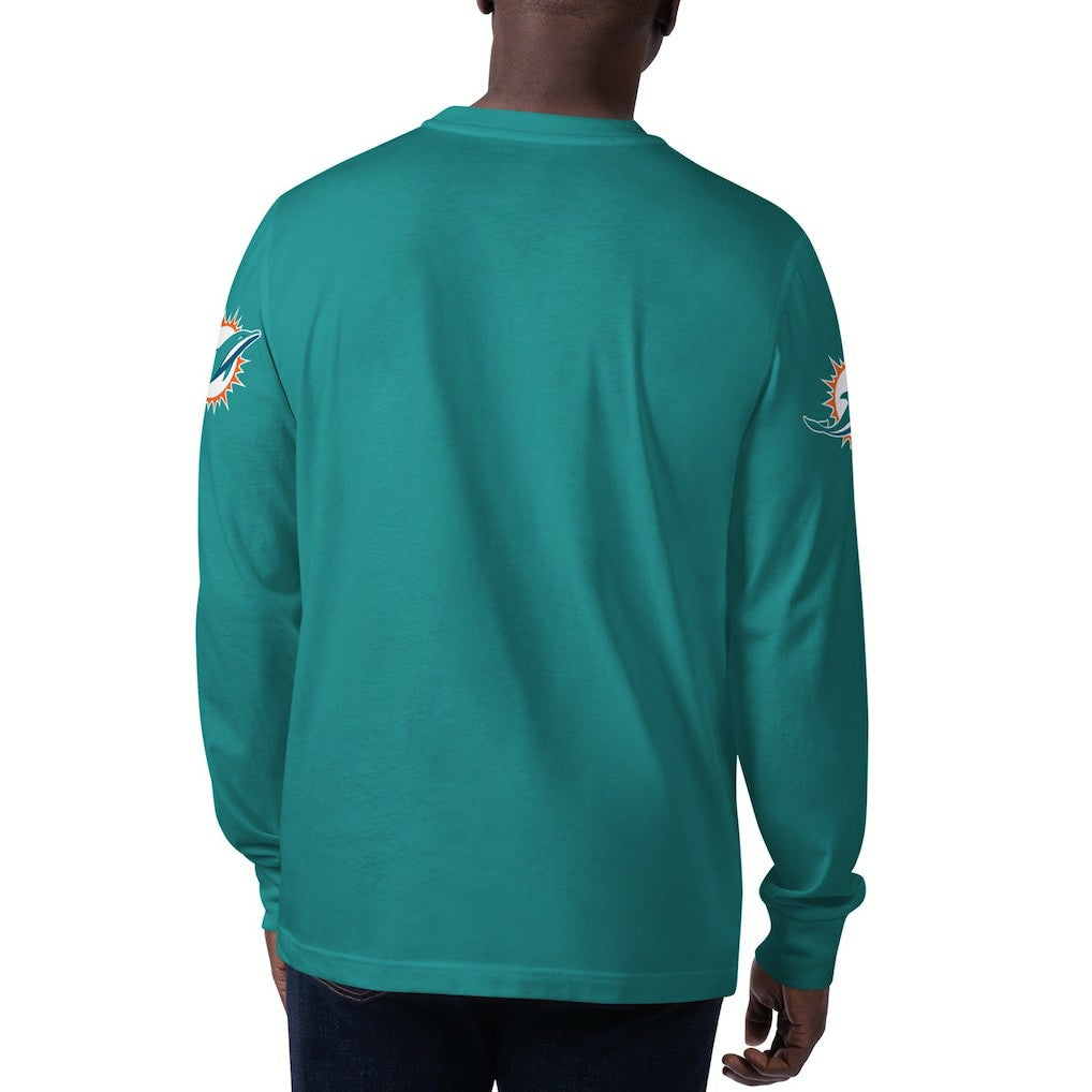 Miami Dolphins Starter Clutch Hit Long Sleeve T-Shirt Aqua - NFL