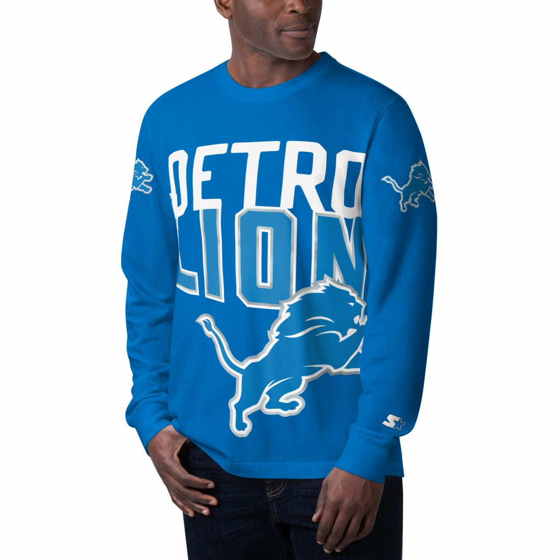 Detroit Lions Starter Clutch Hit Long Sleeve T-Shirt Blue - NFL