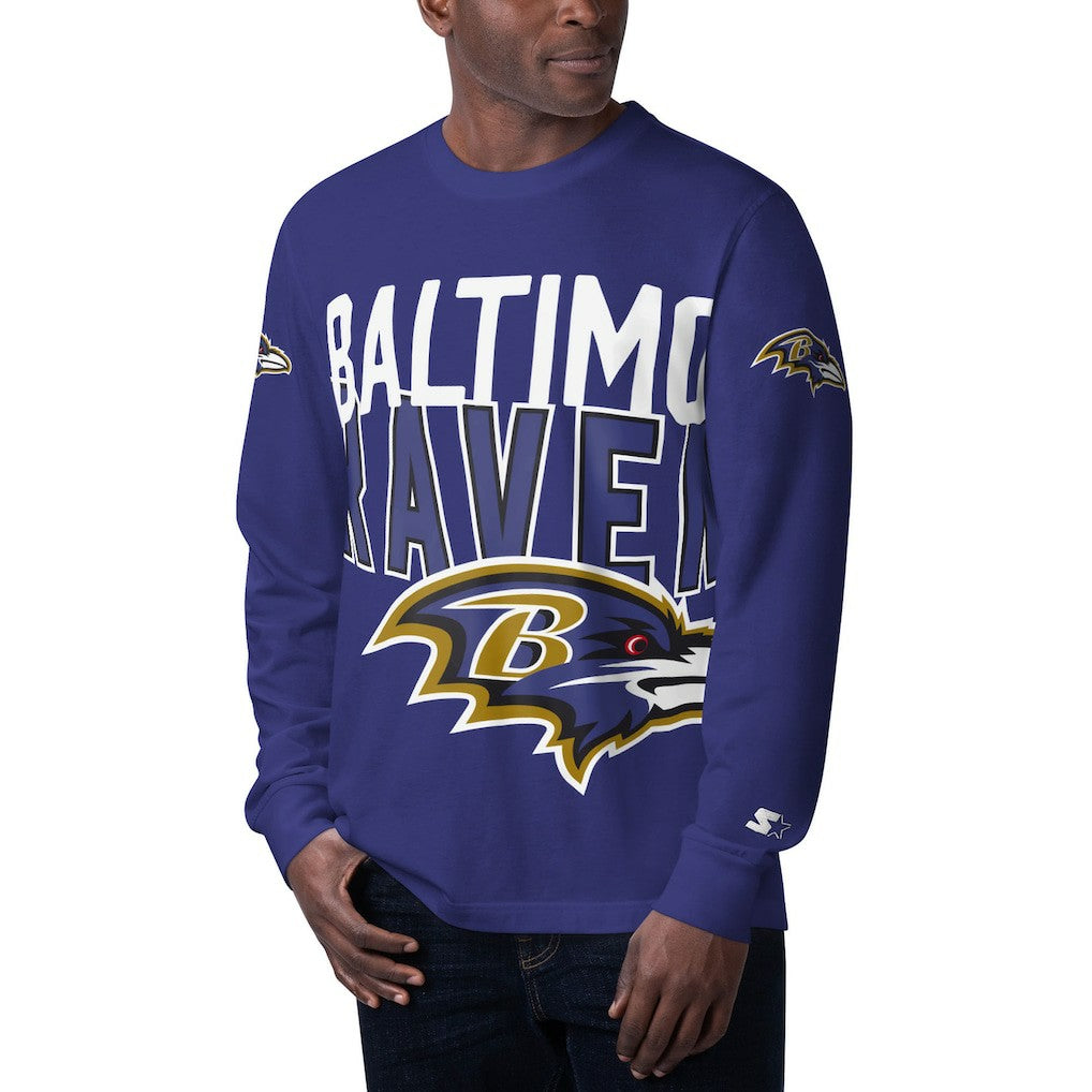 Baltimore Ravens Starter Clutch Hit Long Sleeve T-Shirt Purple - NFL
