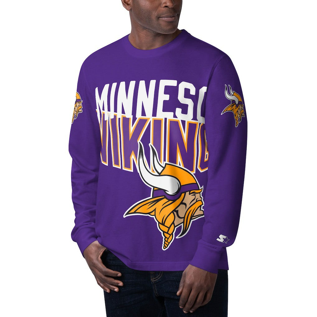 Minnesota Vikings Starter Clutch Hit Long Sleeve T-Shirt Purple - NFL