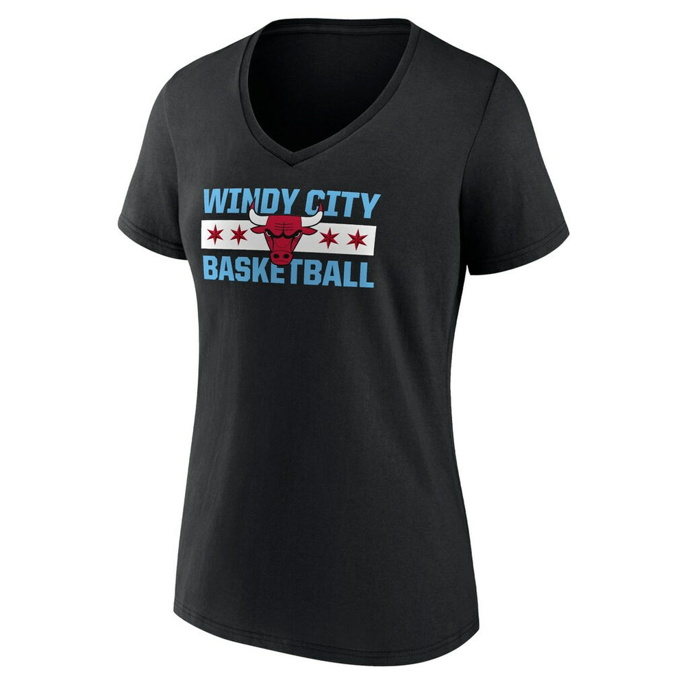 NBA - Chicago Bulls Women's Hometown Collection Windy City V-Neck T-Shirt - Black