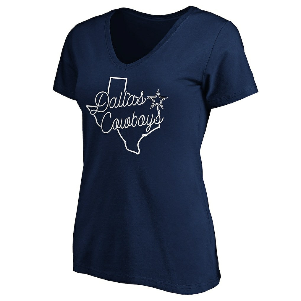 Dallas Cowboys Women's Script V-Neck T-Shirt Navy - NFL
