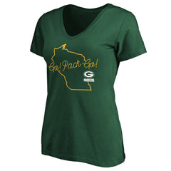 Green Bay Packers Women's Script V-Neck T-Shirt Green - NFL