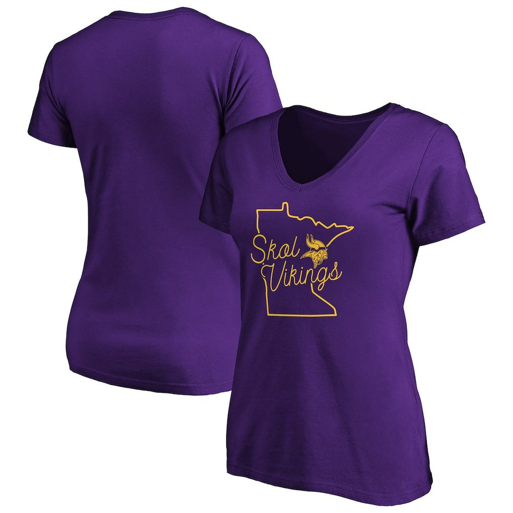 Minnesota Vikings Women's Script V-Neck T-Shirt Purple - NFL