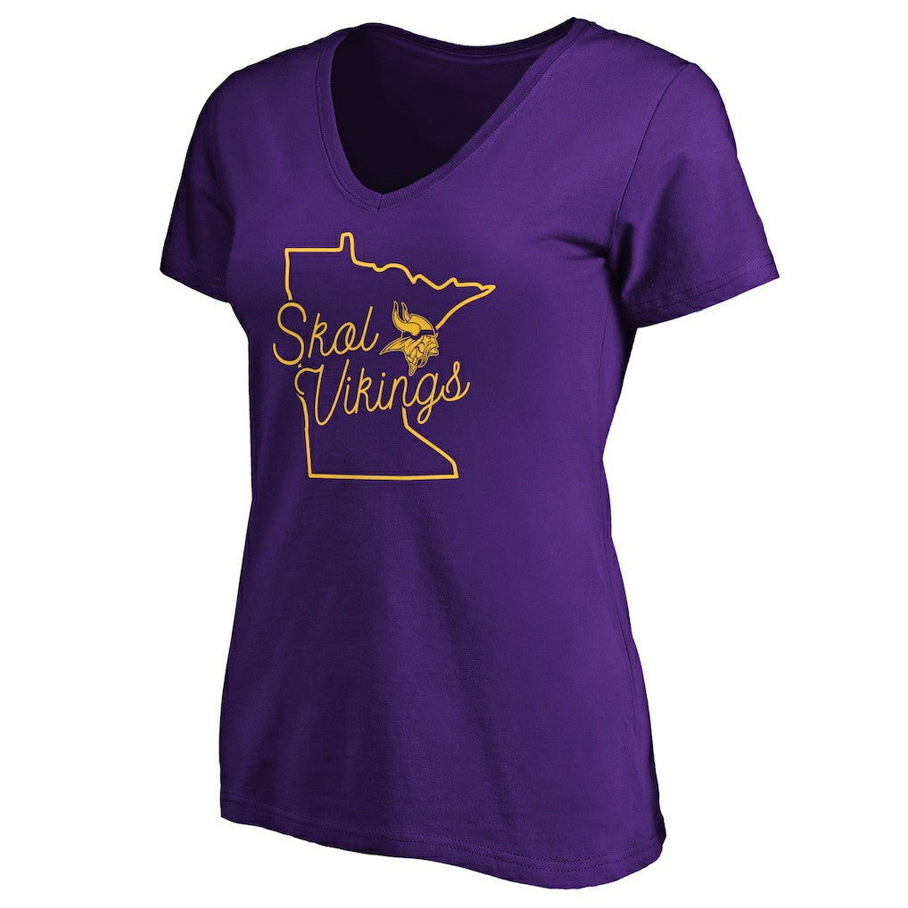 Minnesota Vikings Women's Script V-Neck T-Shirt Purple - NFL