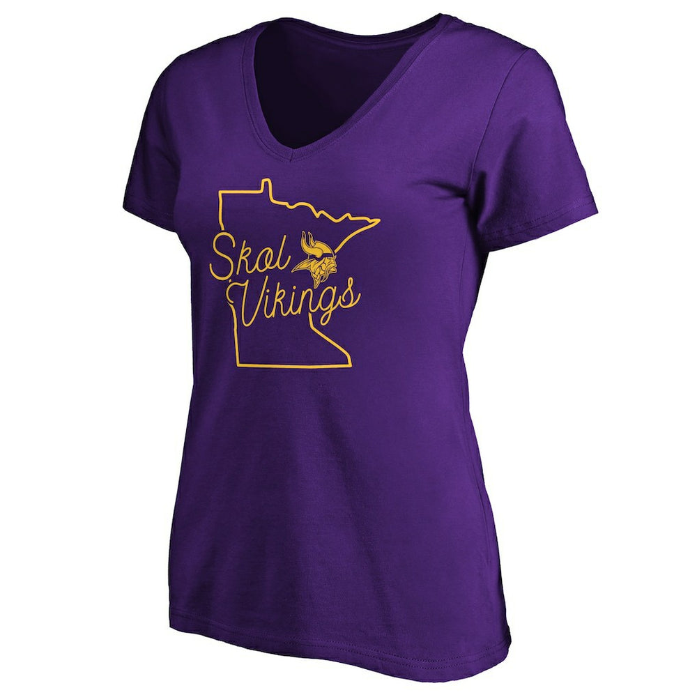Minnesota Vikings Women's Script V-Neck T-Shirt Purple - NFL