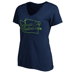 Seattle Seahawks Women's Script V-Neck T-Shirt College Navy - NFL