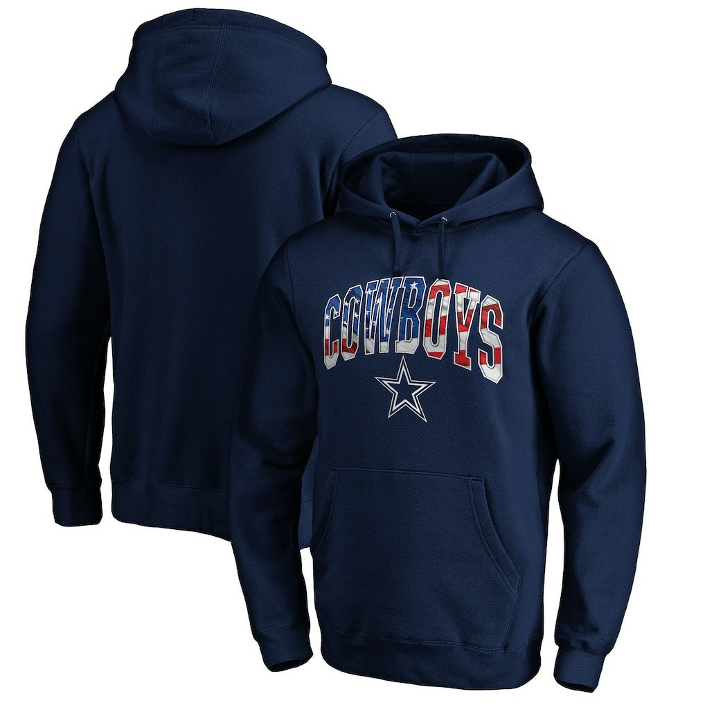 Dallas Cowboys Banner Wave Pullover Hoodie Navy - NFL