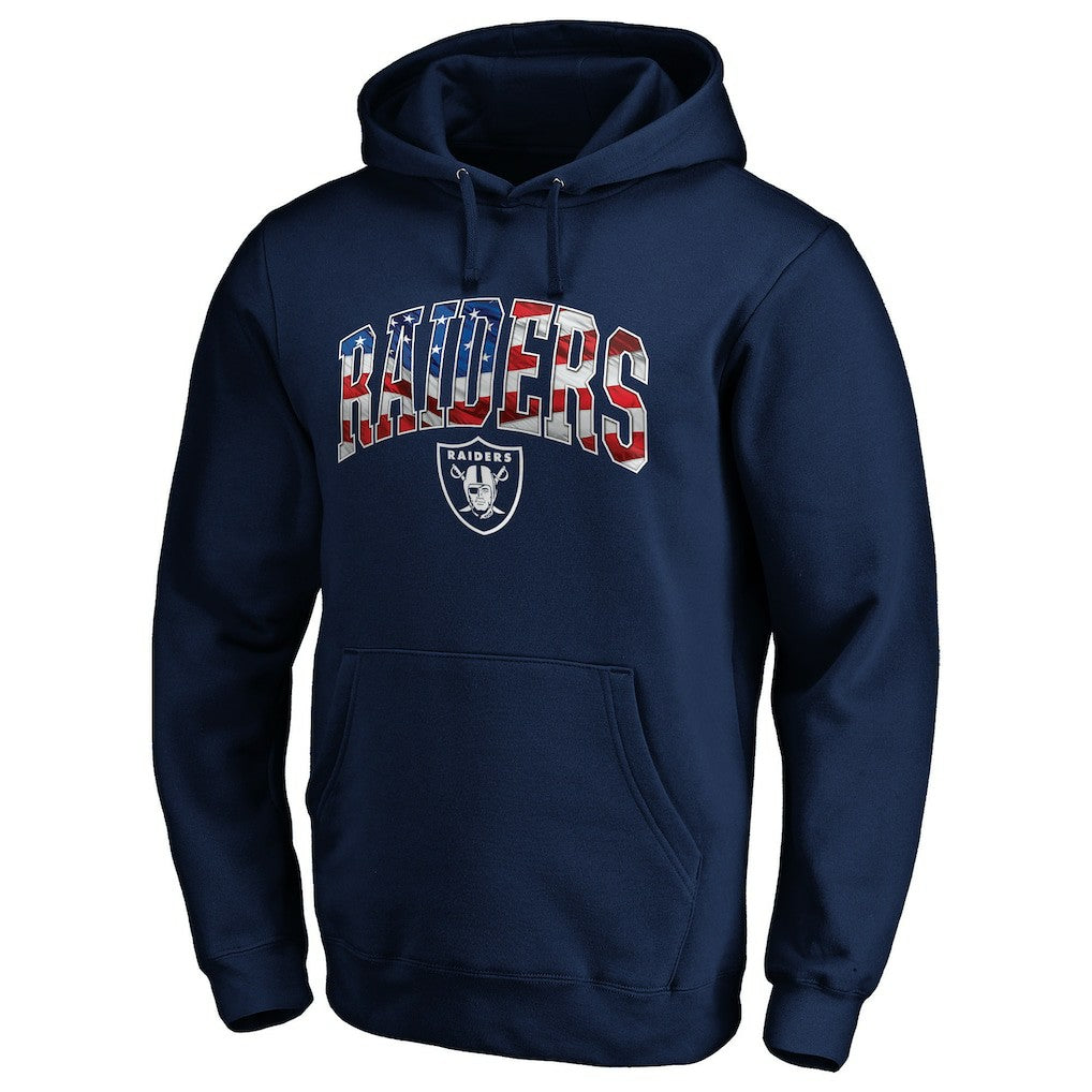 Las Vegas Raiders Banner Wave Pullover Hoodie Navy - NFL