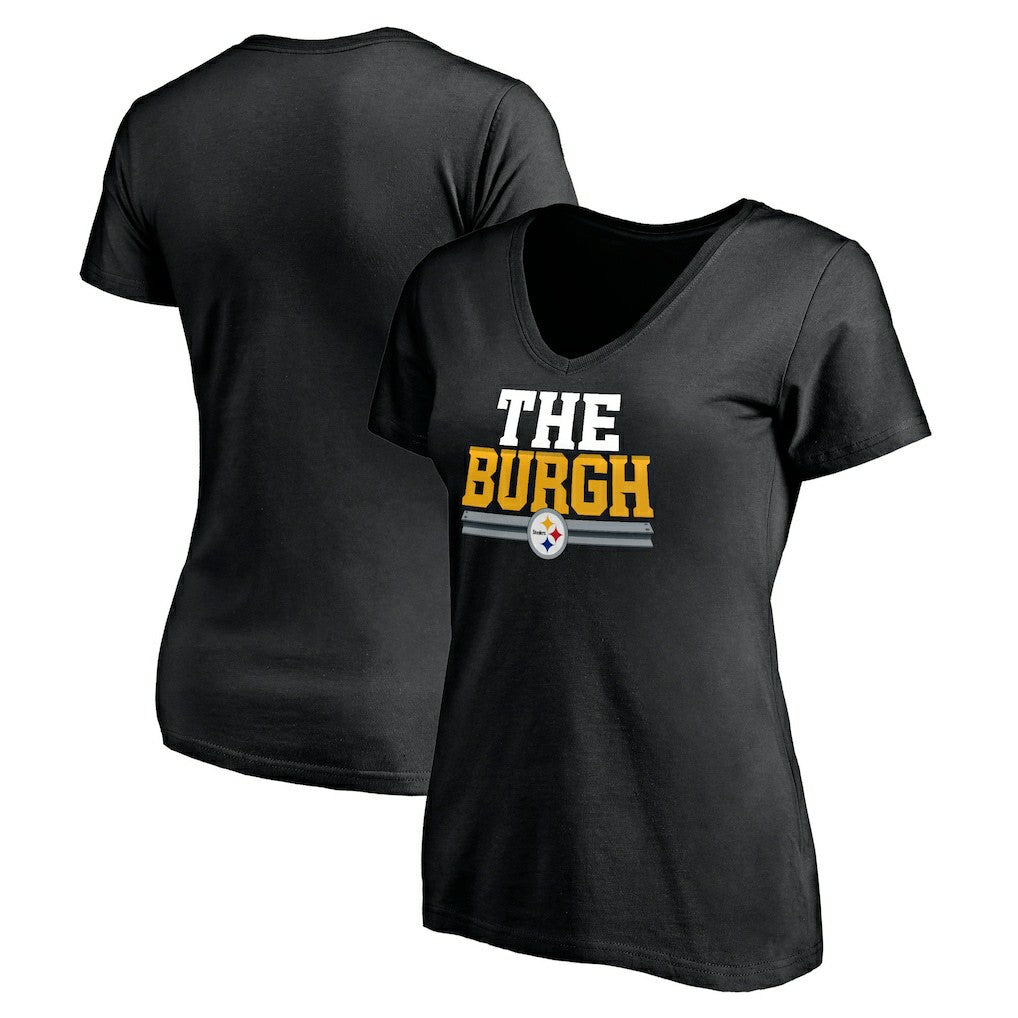 Pittsburgh Steelers Women's Hometown Collection The Burgh V-Neck T-Shirt Black - NFL