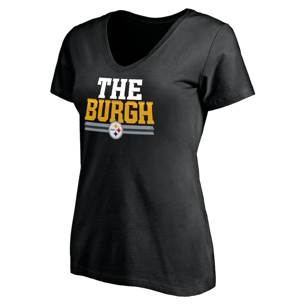 Pittsburgh Steelers Women's Hometown Collection The Burgh V-Neck T-Shirt Black - NFL