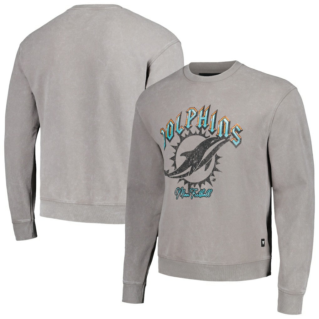 Miami Dolphins The Wild Collective Unisex Distressed Pullover Sweatshirt Gray - NFL