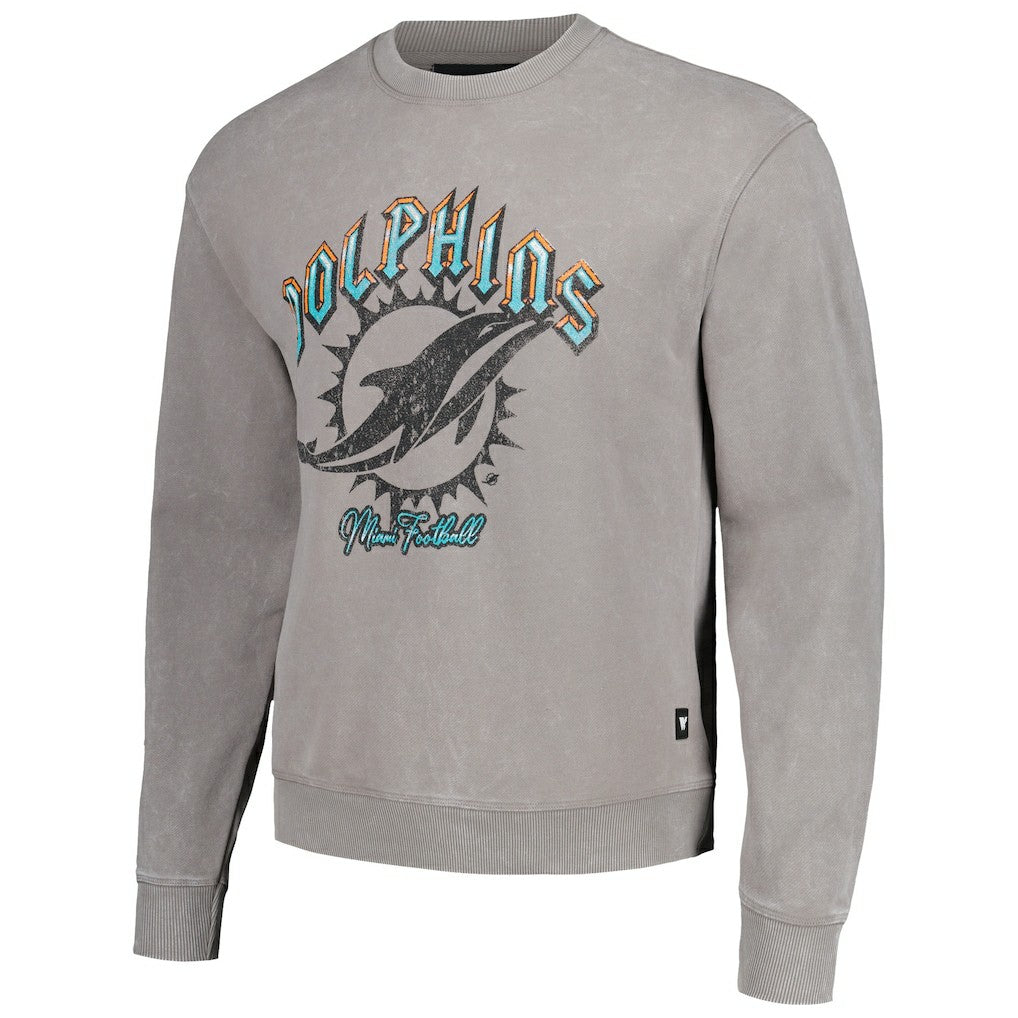 Miami Dolphins The Wild Collective Unisex Distressed Pullover Sweatshirt Gray - NFL