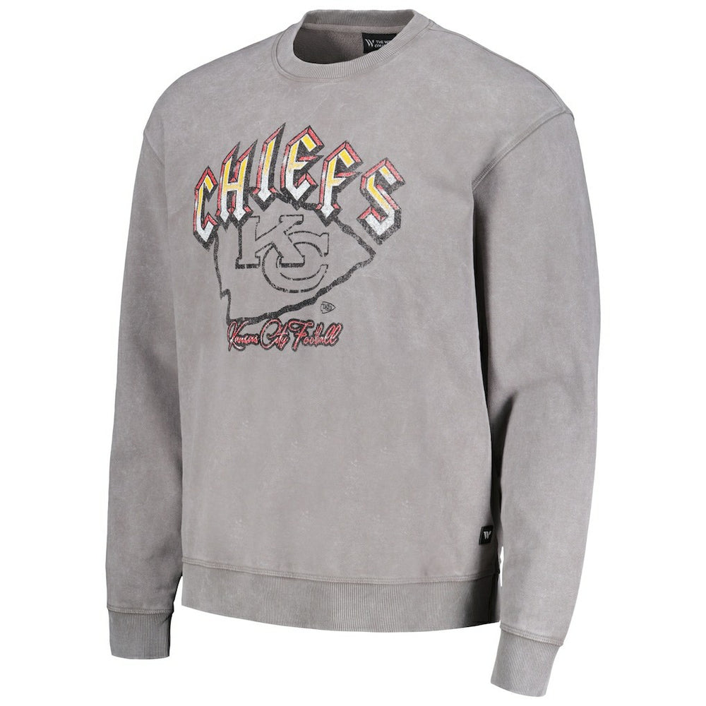 Kansas City Chiefs The Wild Collective Unisex Distressed Pullover Sweatshirt Gray - NFL