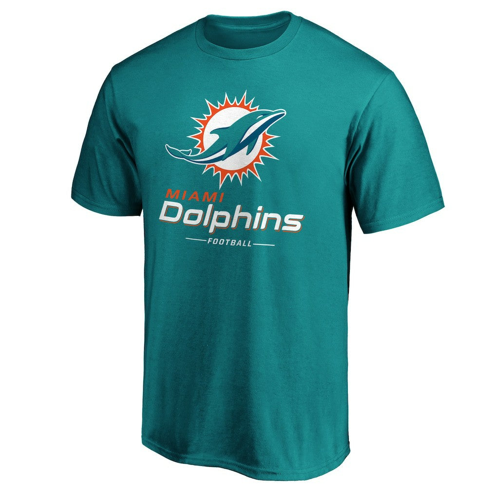 Miami Dolphins Team Lockup T-Shirt Aqua - NFL