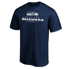 Seattle Seahawks Team Lockup T-Shirt College Navy - NFL