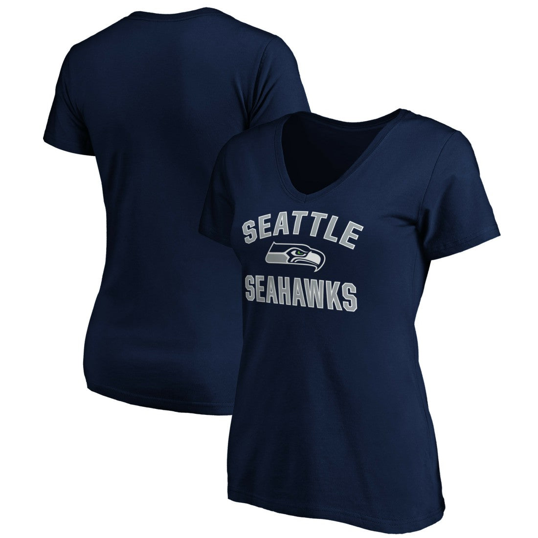 Seattle Seahawks Women's Victory Arch V-Neck T-Shirt College Navy - NFL