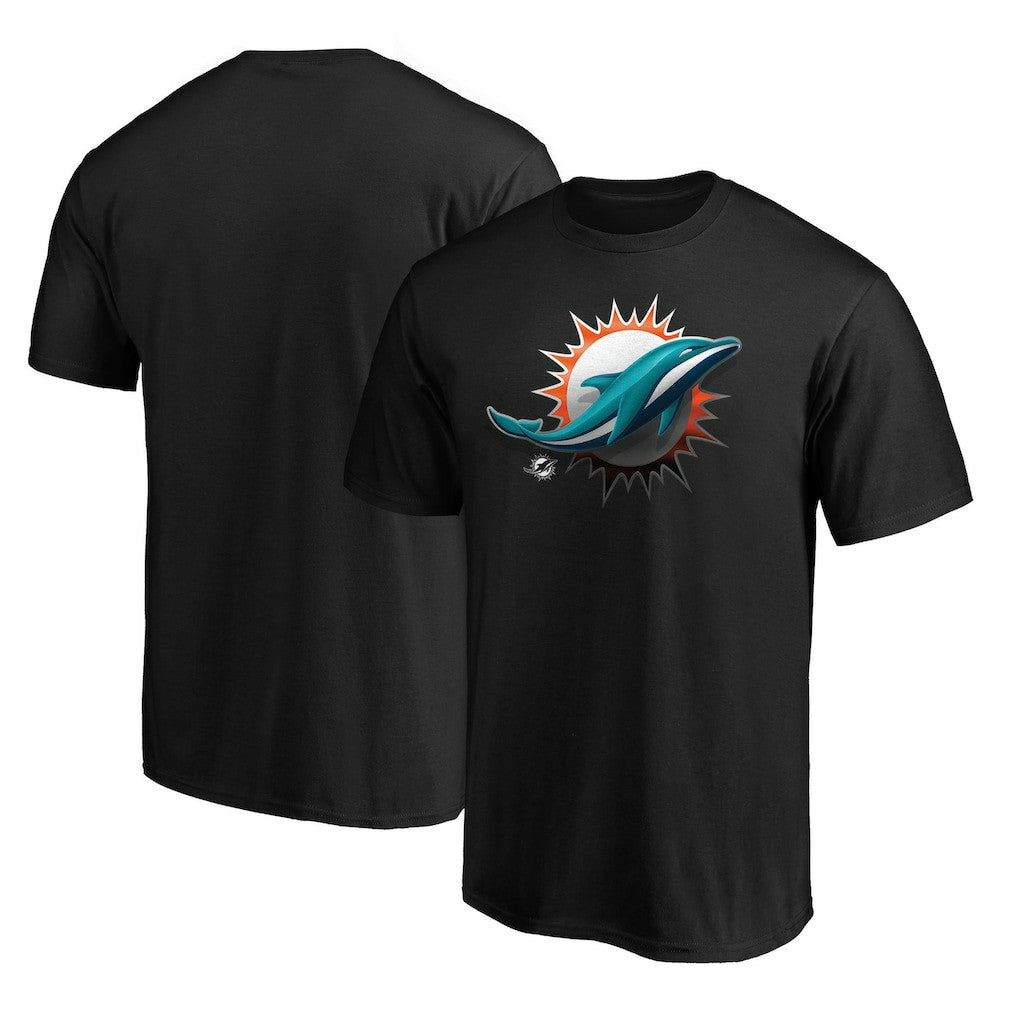 Miami Dolphins Midnight Mascot Team Logo T-Shirt Black - NFL