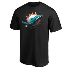 Miami Dolphins Midnight Mascot Team Logo T-Shirt Black - NFL