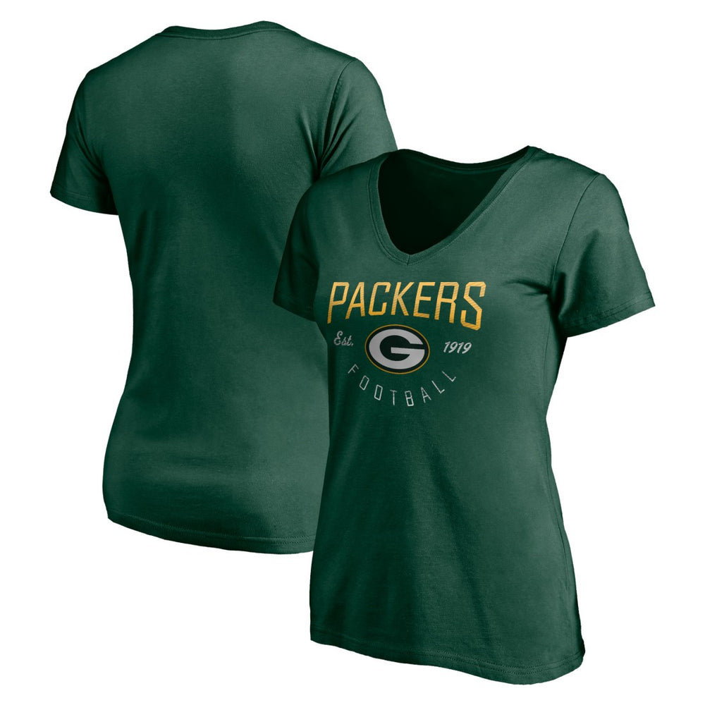 Green Bay Packers Women's Live For It V-Neck T-Shirt Green - NFL