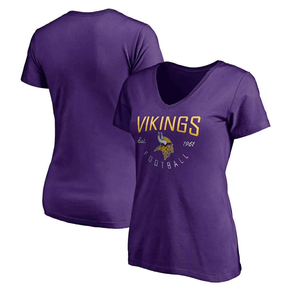 Minnesota Vikings Women's Live For It V-Neck T-Shirt Purple - NFL