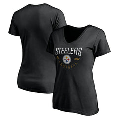 Pittsburgh Steelers Women's Live For It V-Neck T-Shirt Black - NFL