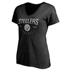 Pittsburgh Steelers Women's Live For It V-Neck T-Shirt Black - NFL