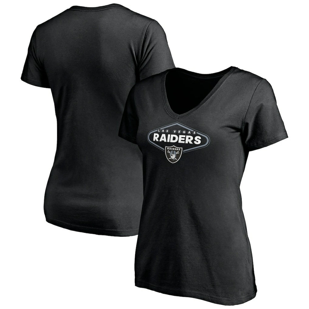 Las Vegas Raiders Women's Hometown Collection 1st Down V-Neck T-Shirt Black - NFL