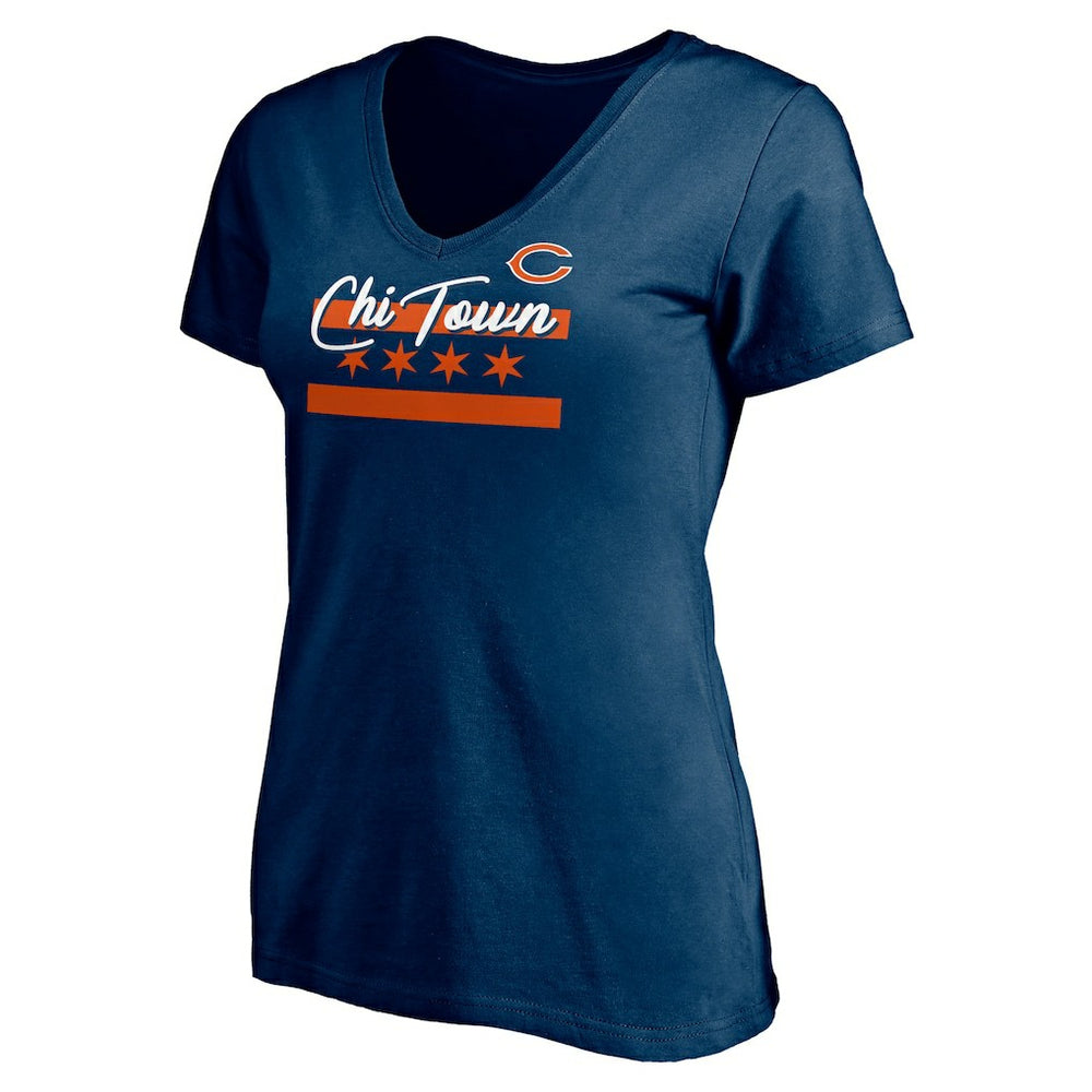 Chicago Bears Women's Hometown Collection Chi Town V-Neck T-Shirt Navy - NFL