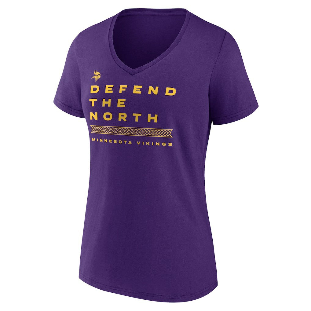 Minnesota Vikings Women's Hometown Collection Defend The North V-Neck T-Shirt Purple - NFL