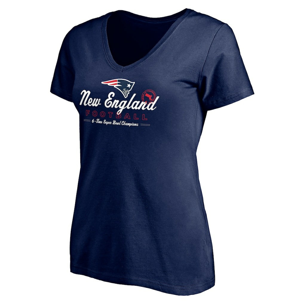 New England Patriots Women's Hometown Collection V-Neck T-Shirt Navy - NFL