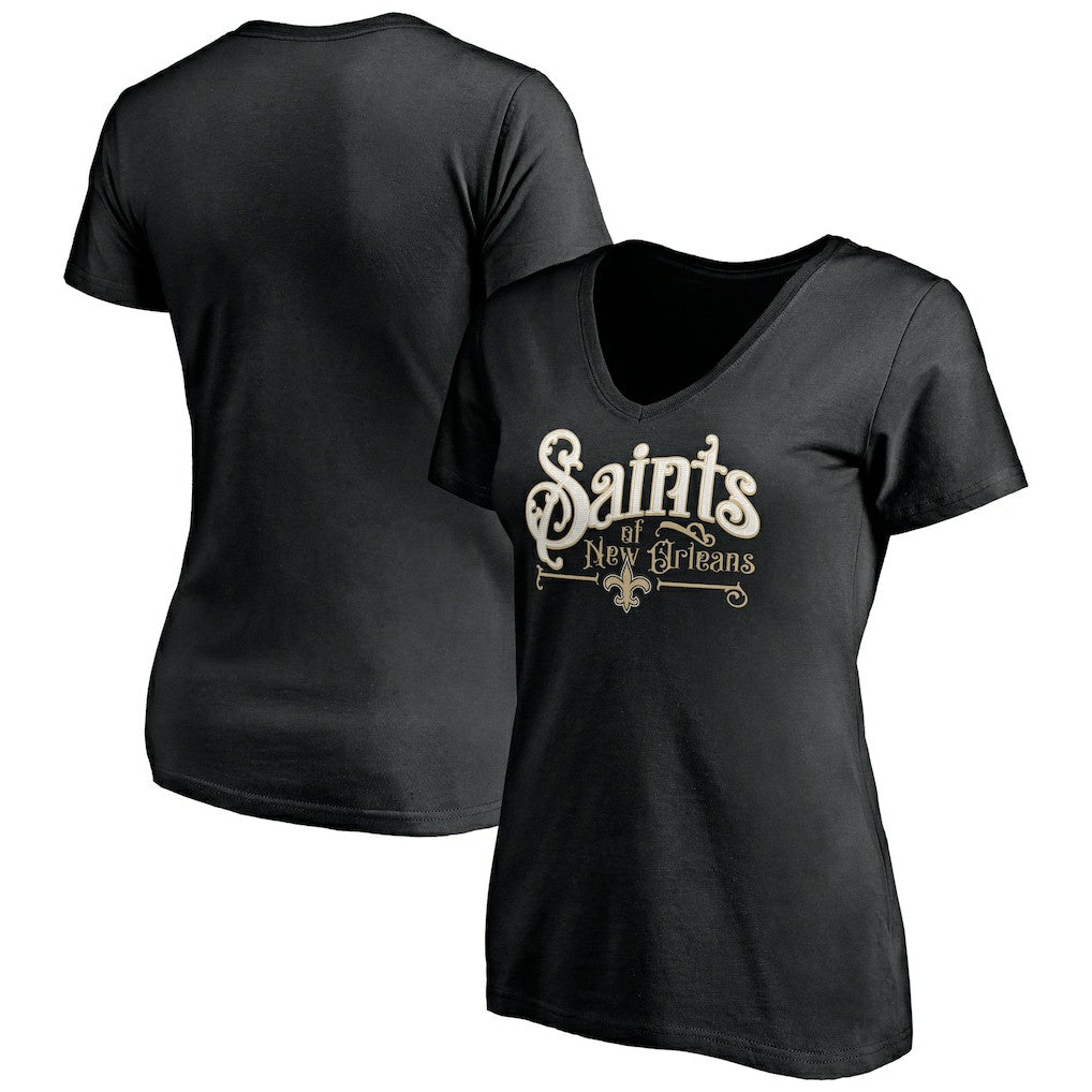 New Orleans Saints Women's Hometown Collection V-Neck T-Shirt Black - NFL
