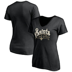 New Orleans Saints Women's Hometown Collection V-Neck T-Shirt Black - NFL