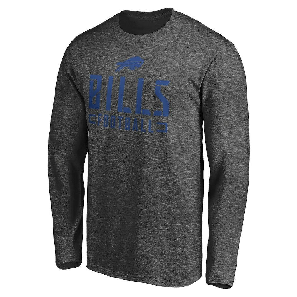Buffalo Bills Stencil Stack Long Sleeve T-Shirt Charcoal - NFL