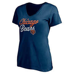 Chicago Bears Women's Long Stride V-Neck T-Shirt Navy - NFL