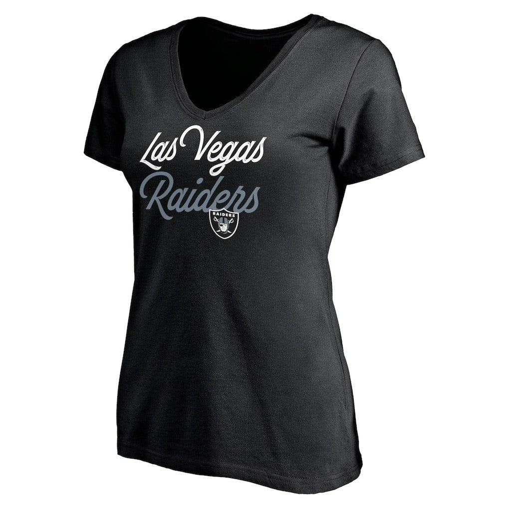 Las Vegas Raiders Women's Long Stride V-Neck T-Shirt Black - NFL