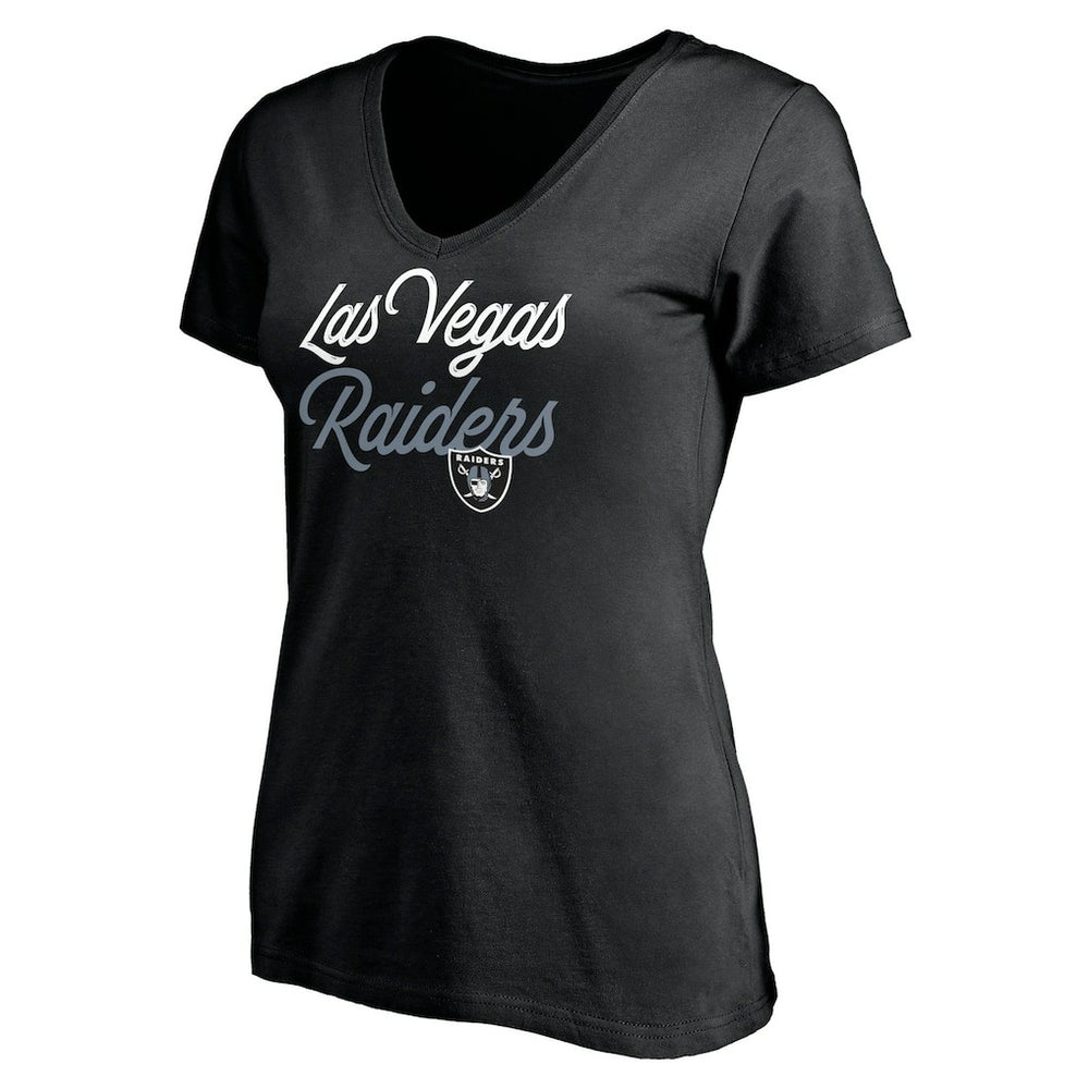 Las Vegas Raiders Women's Long Stride V-Neck T-Shirt Black - NFL