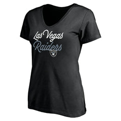Las Vegas Raiders Women's Long Stride V-Neck T-Shirt Black - NFL