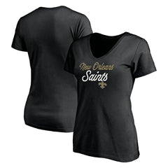 New Orleans Saints Women's Long Stride V-Neck T-Shirt Black - NFL