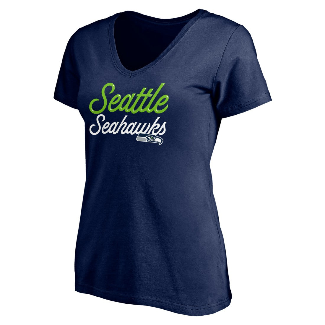 Seattle Seahawks Women's Long Stride V-Neck T-Shirt College Navy - NFL