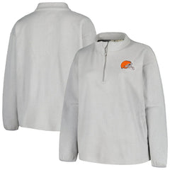 Cleveland Browns Profile Women's Plus Size Sherpa Quarter-Zip Jacket Gray - NFL