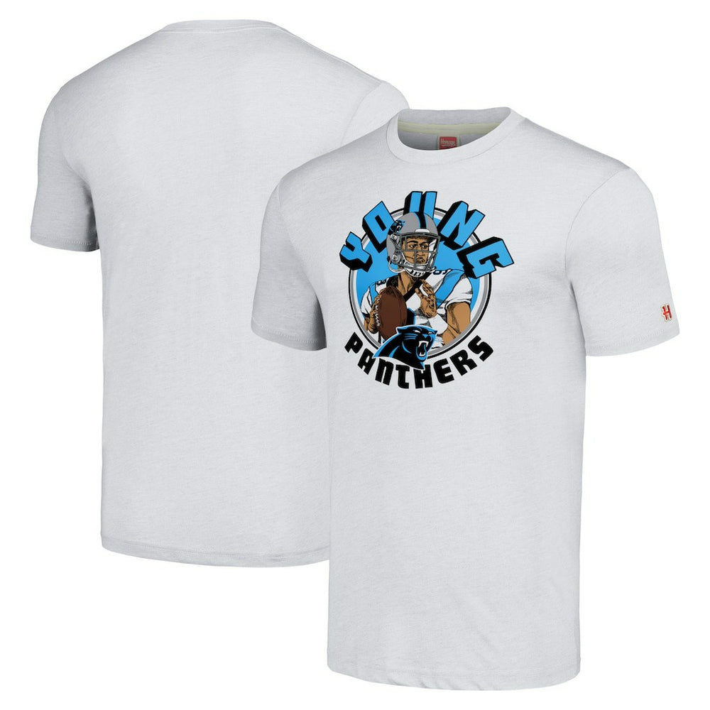 Bryce Young Carolina Panthers Homage Unisex Caricature Player Tri-Blend T-Shirt Ash - NFL