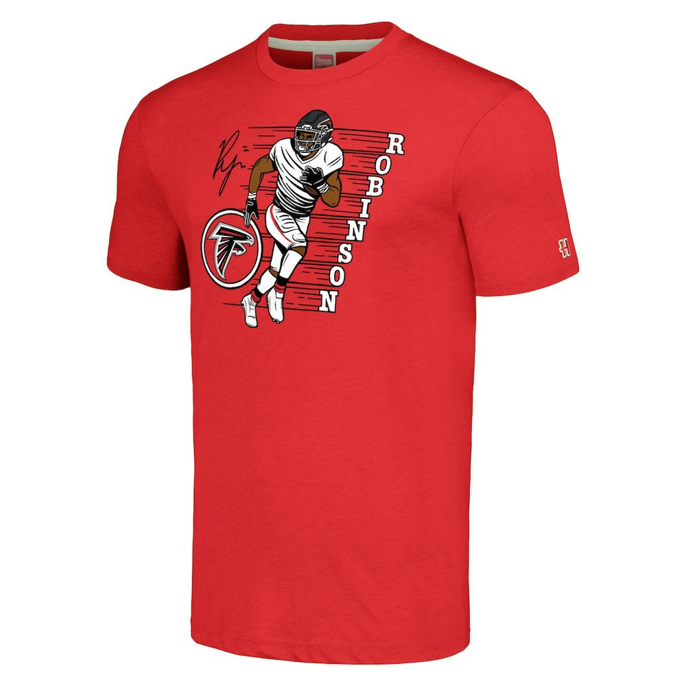 Bijan Robinson Atlanta Falcons Homage Unisex Caricature Player Tri-Blend T-Shirt Red - NFL