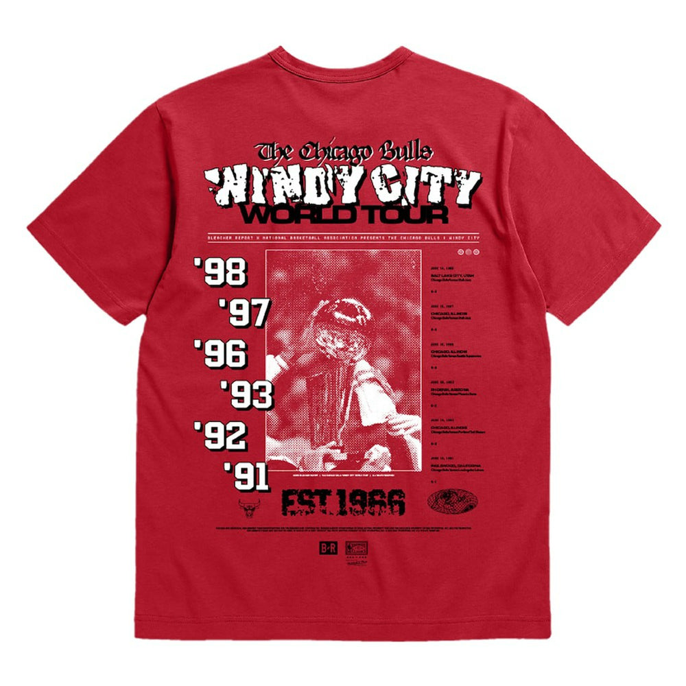 Mitchell & Ness - Chicago Bulls Bleacher Report x  Unisex World Tour T-Shirt - Red