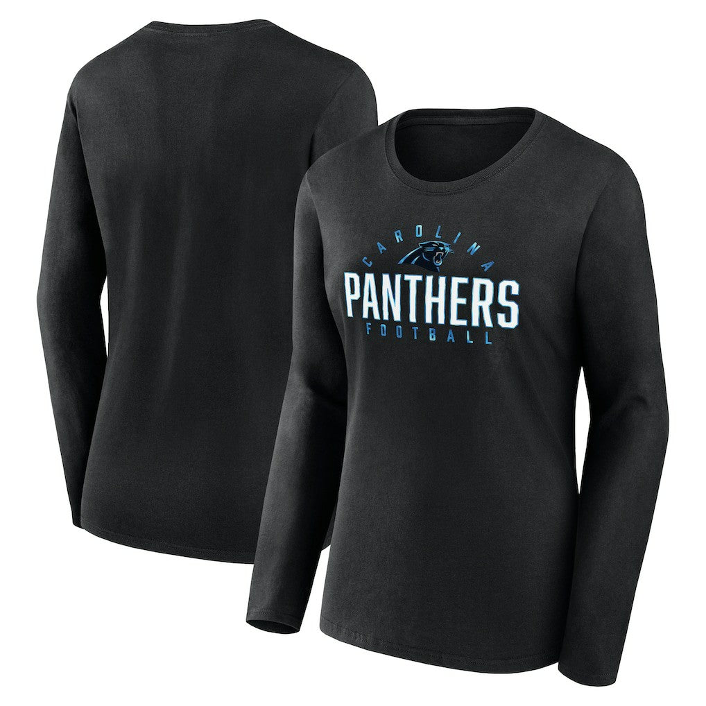 Carolina Panthers Women's Plus Size Foiled Play Long Sleeve T-Shirt Black - Fanatics