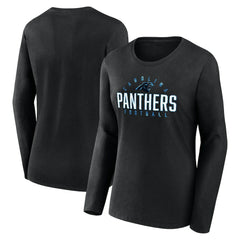 Carolina Panthers Women's Plus Size Foiled Play Long Sleeve T-Shirt Black - Fanatics