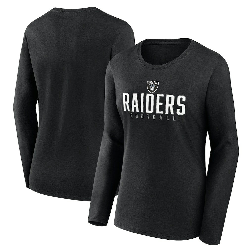 Las Vegas Raiders Women's Plus Size Foiled Play Long Sleeve T-Shirt Black - Fanatics