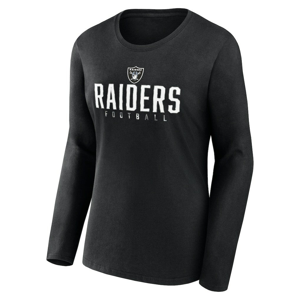 Las Vegas Raiders Women's Plus Size Foiled Play Long Sleeve T-Shirt Black - Fanatics