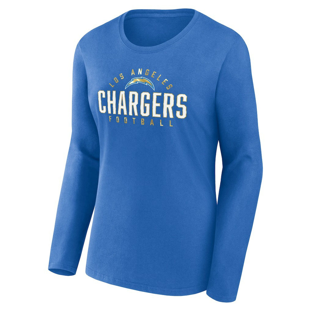 Los Angeles Chargers Women's Plus Size Foiled Play Long Sleeve T-Shirt Powder Blue - Fanatics