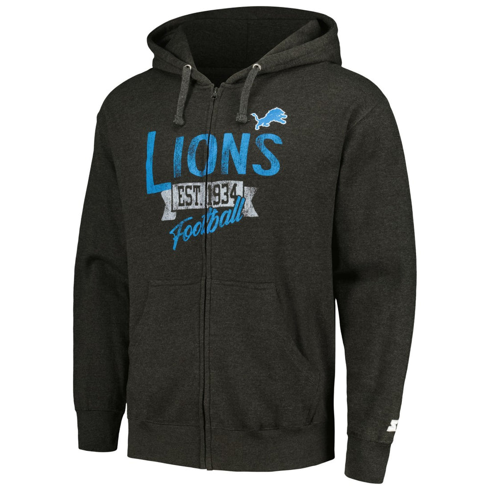 Detroit Lions Starter Domestic Post Season Full-Zip Hoodie Charcoal - NFL